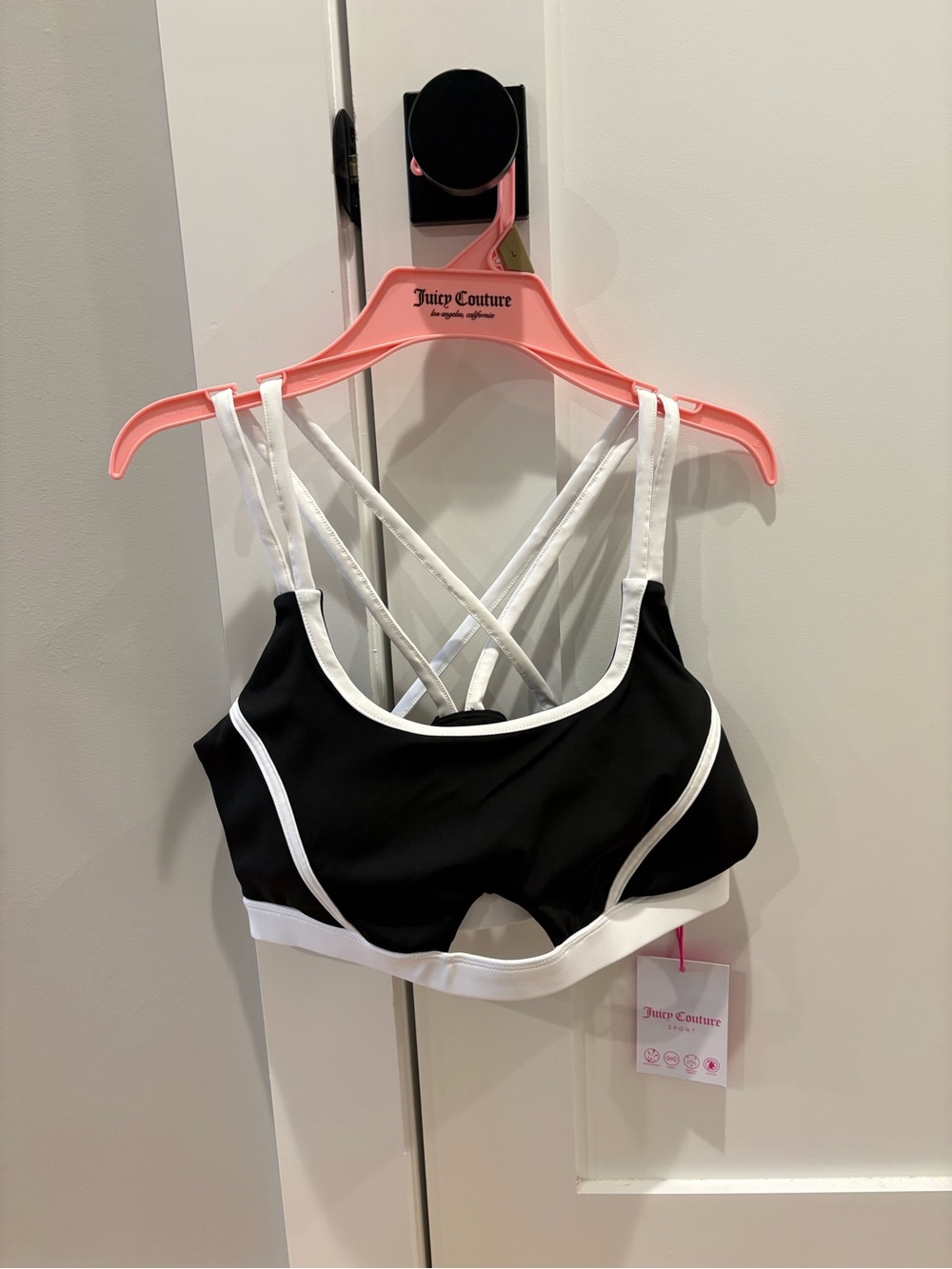 NEW Juicy Couture Sport Black & White Sports Bralette size LARGE